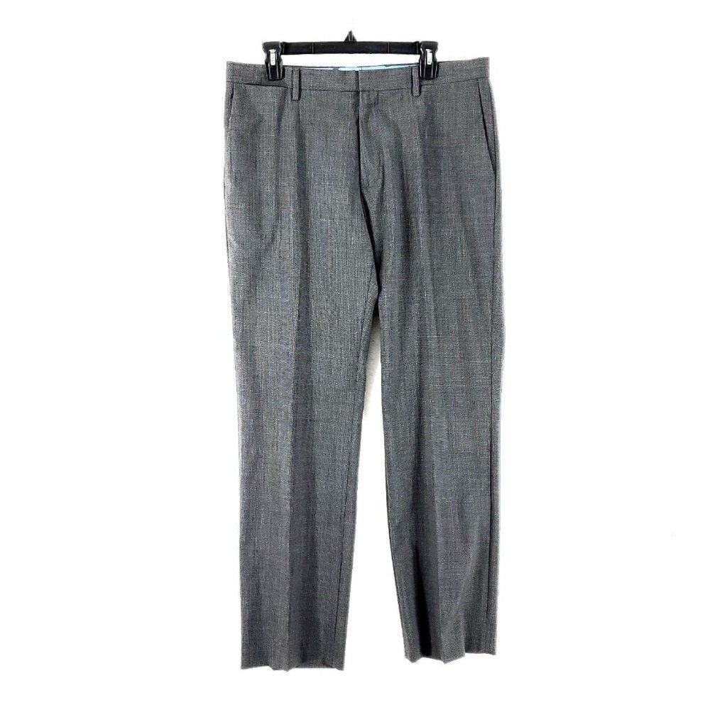 Banana Republic Wool Tailored Slim Fit Basket Weave Dress Pants 36/32 Gray Mid R